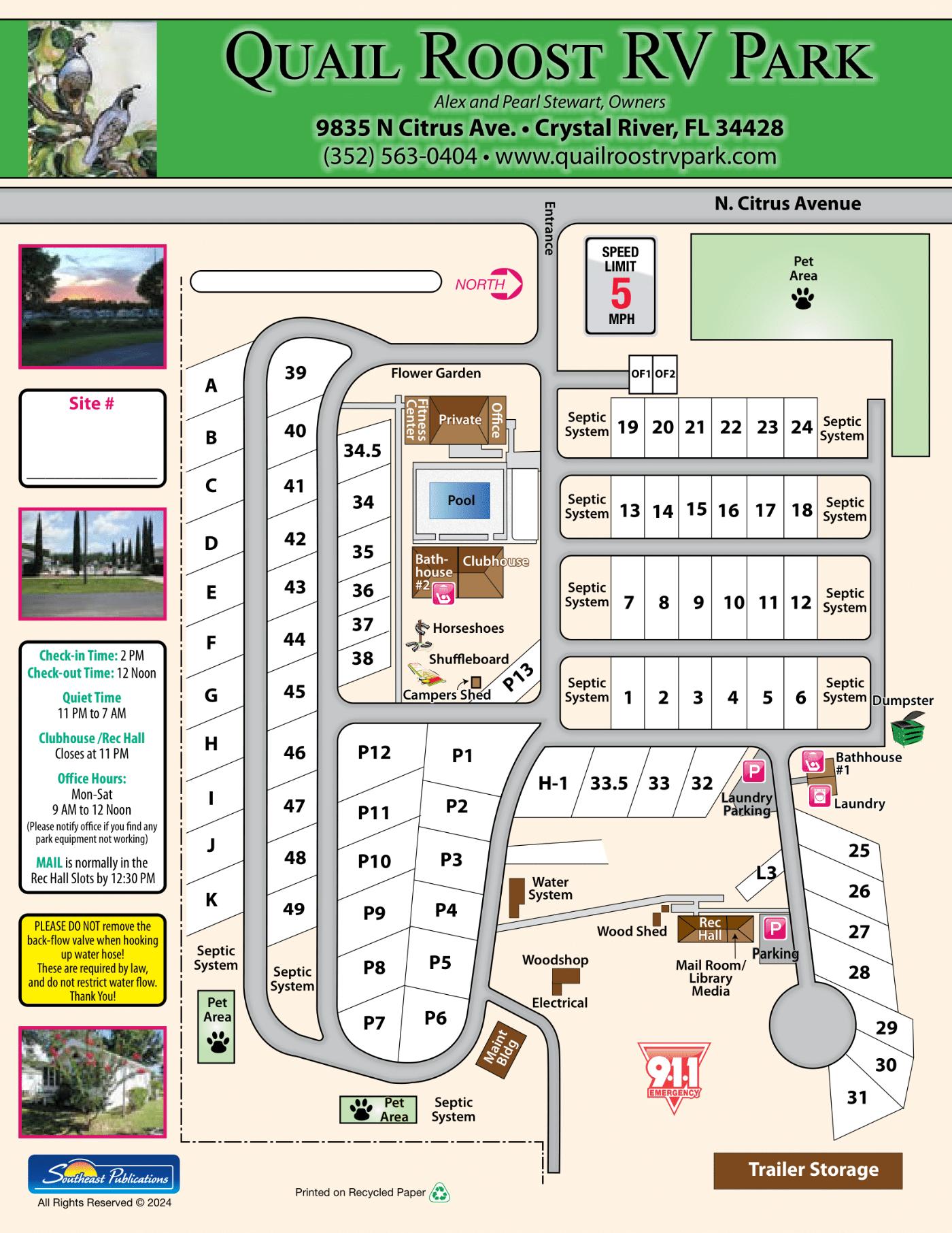 Quail Roost RV Park site map